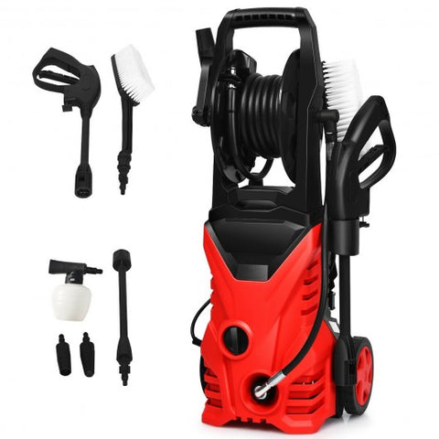 Electric Pressure Washer Cleaner with Hose Reel-Red