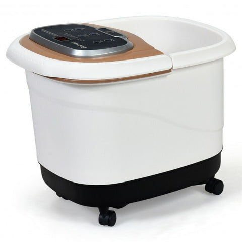 Portable All-In-One Heated Foot Bubble Spa Bath Motorized Massager-Coffee
