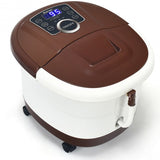 Portable Heated Electric Foot Spa Bath Roller Motorized Massager-Brown