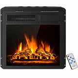 18" Electric Fireplace Insert Freestanding and Recessed Heater Log Flame Remote