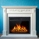 18" Electric Fireplace Insert Freestanding and Recessed Heater Log Flame Remote