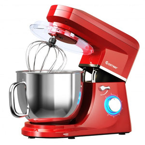 7.5 QT Tilt-Head Stand Mixer 6 Speed 660W with Dough Hook Beater -Red