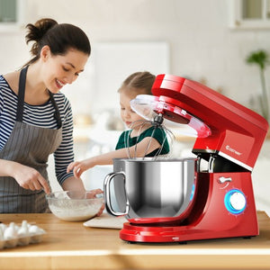 7.5 QT Tilt-Head Stand Mixer 6 Speed 660W with Dough Hook Beater -Red