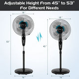 16 Inches Adjustable Height Fan with Quiet Oscillating Stand for Home and Office