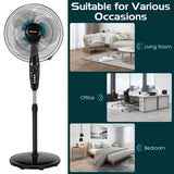 16 Inches Adjustable Height Fan with Quiet Oscillating Stand for Home and Office