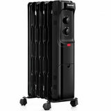 1500W Oil Filled Portable Radiator Space Heater with Adjustable Thermostat-Black
