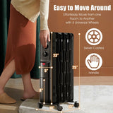 1500W Oil Filled Portable Radiator Space Heater with Adjustable Thermostat-Black