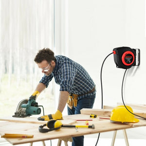 50ft Retractable Extension Cord Reel with Triple Tap Outlet