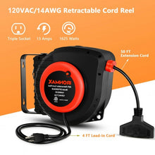 50ft Retractable Extension Cord Reel with Triple Tap Outlet