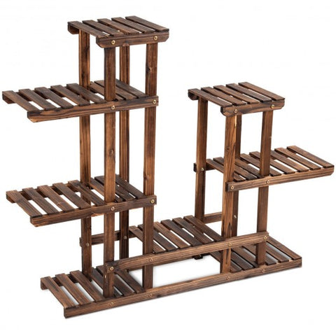 6 Tier Wooden Shelf Storage Plant Rack Stand