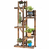 5-Tier Flower Rack Wood Plant Stand 6 Pots Display Shelf