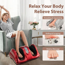Therapeutic Shiatsu Foot Massager with High Intensity Rollers-Red