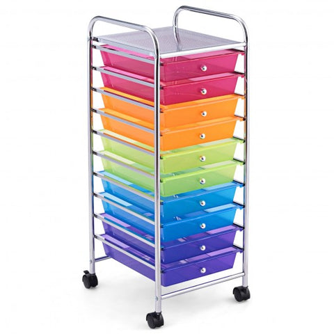 10 Drawer Rolling Storage Cart Organizer-Multicolor