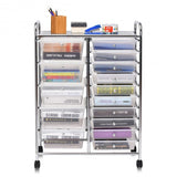 15 Drawers Rolling Storage Cart Organizer-clear
