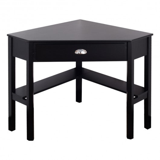 Corner Wooden PC Laptop Computer Desk-Black