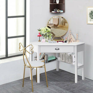 Corner Wooden PC Laptop Computer Desk-White
