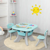Children Kids Activity Table & Chair Set Play Furniture W-Storage-Blue