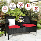 Patio  Conversation Set Seat Sofa-Red