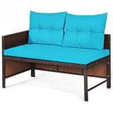3 Piece Patio Wicker Rattan Sofa Set-Turquoise