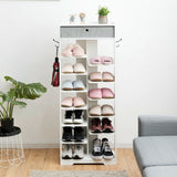 Shoe Storage Shelf with Fabric Drawer-White