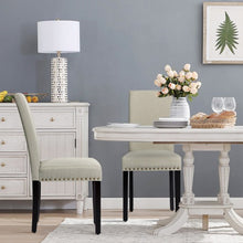 Set of 2 Fabric Upholstered Dining Chairs with Nailhead-Light Sage