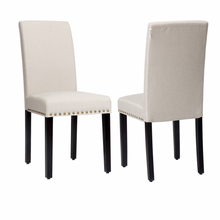 Set of 2 Fabric Upholstered Dining Chairs with Nailhead-Light Sage