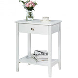 Wooden Nightstand  End Table Storage Display -White