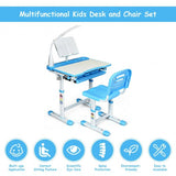Adjustable Kids Desk Chair Set with Lamp and Bookstand-Blue