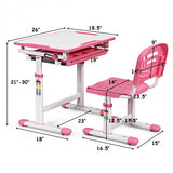 Height Adjustable Children’s Desk Chair Set -Pink