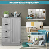 Standing Indoor Wooden Cabinet with 4 Drawers-Gray