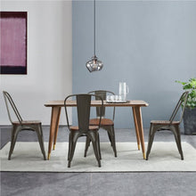18 Inch Height Set of 4 Stackable Style Metal Wood Dining Chair-Gun