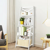 4-Tier Wood Display Storage Bookshelf-White