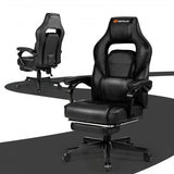 Massage Gaming Chair with Footrest and Lumbar Support-Black