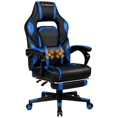 Massage Gaming Chair with Footrest and Lumbar Support