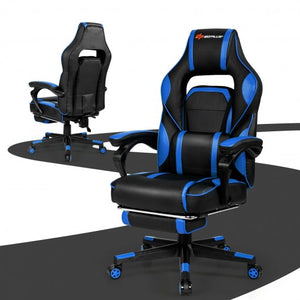 Massage Gaming Chair with Footrest and Lumbar Support