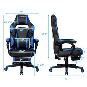 Massage Gaming Chair with Footrest and Lumbar Support