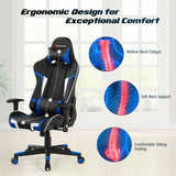 Reclining Swivel Massage Gaming Chair with Lumbar Support-Blue