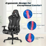 Reclining Swivel Massage Gaming Chair with Lumbar Support-Gray