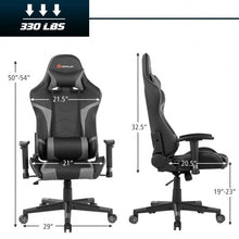 Reclining Swivel Massage Gaming Chair with Lumbar Support-Gray