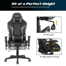 Reclining Swivel Massage Gaming Chair with Lumbar Support-Gray