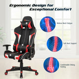 Reclining Swivel Massage Gaming Chair with Lumbar Support-Red