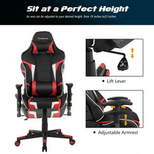 Reclining Swivel Massage Gaming Chair with Lumbar Support-Red