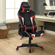 Reclining Swivel Massage Gaming Chair with Lumbar Support-Red