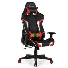 Reclining Swivel Massage Gaming Chair with Lumbar Support-Red