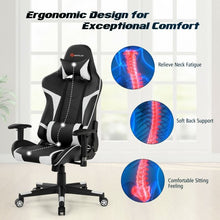 Reclining Swivel Massage Gaming Chair with Lumbar Support-White