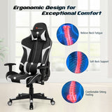 Reclining Swivel Massage Gaming Chair with Lumbar Support-White