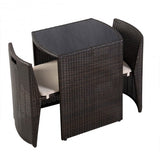 3 pcs Wicker Patio Cushioned Outdoor Chair and Table Set