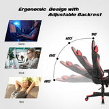 Massage Gaming Chair with Lumbar Support and Headrest-Red