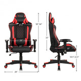 Massage Gaming Chair with Lumbar Support and Headrest-Red