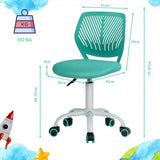 Adjustable Office Task Desk Armless Chair-Turquoise